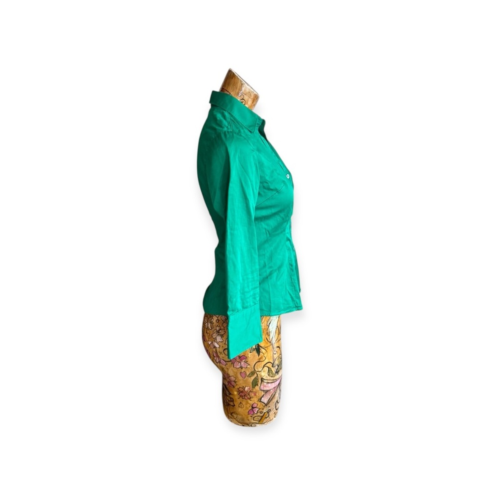 Banana Republic top button down XS Petite green business casual office - Picture 3 of 10